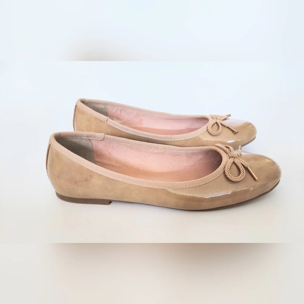 Tamaris Leather Ballet Flats Size US 7.5 EU 38 Tan Made In Germany